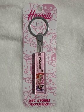 Sanrio Pink Hawaii Surf Characters Rectangular Keychain